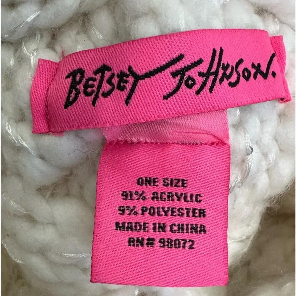 Betsey Johnson Crochet Cable Knit  White with Pearls Cable Knit Headband